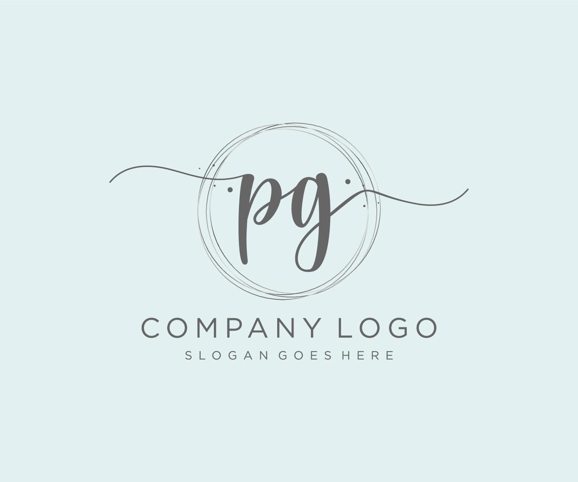 Initial PG feminine logo. Usable for Nature, Salon, Spa, Cosmetic and Beauty Logos. Flat Vector Logo Design Template Element.