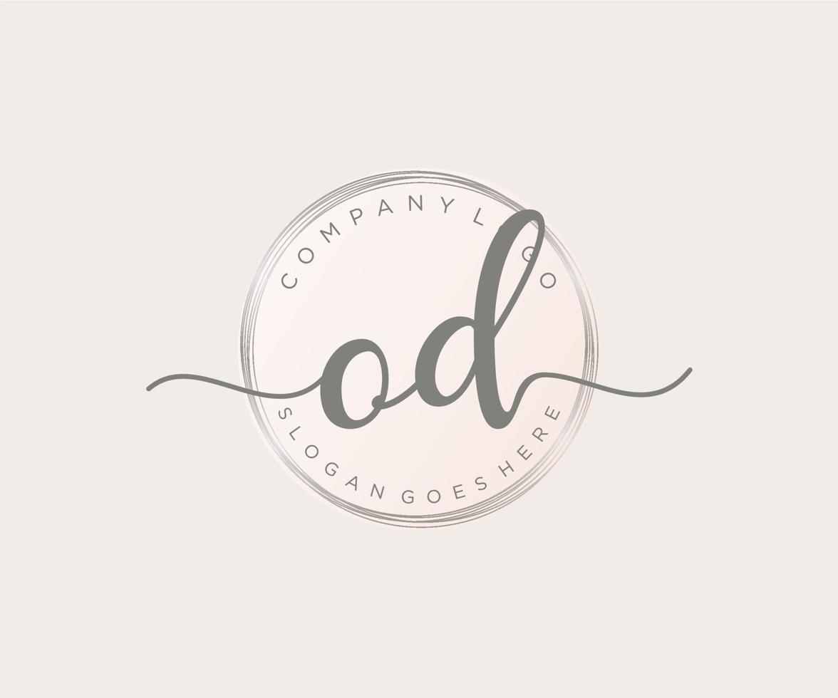 Initial OD feminine logo. Usable for Nature, Salon, Spa, Cosmetic and Beauty Logos. Flat Vector Logo Design Template Element.