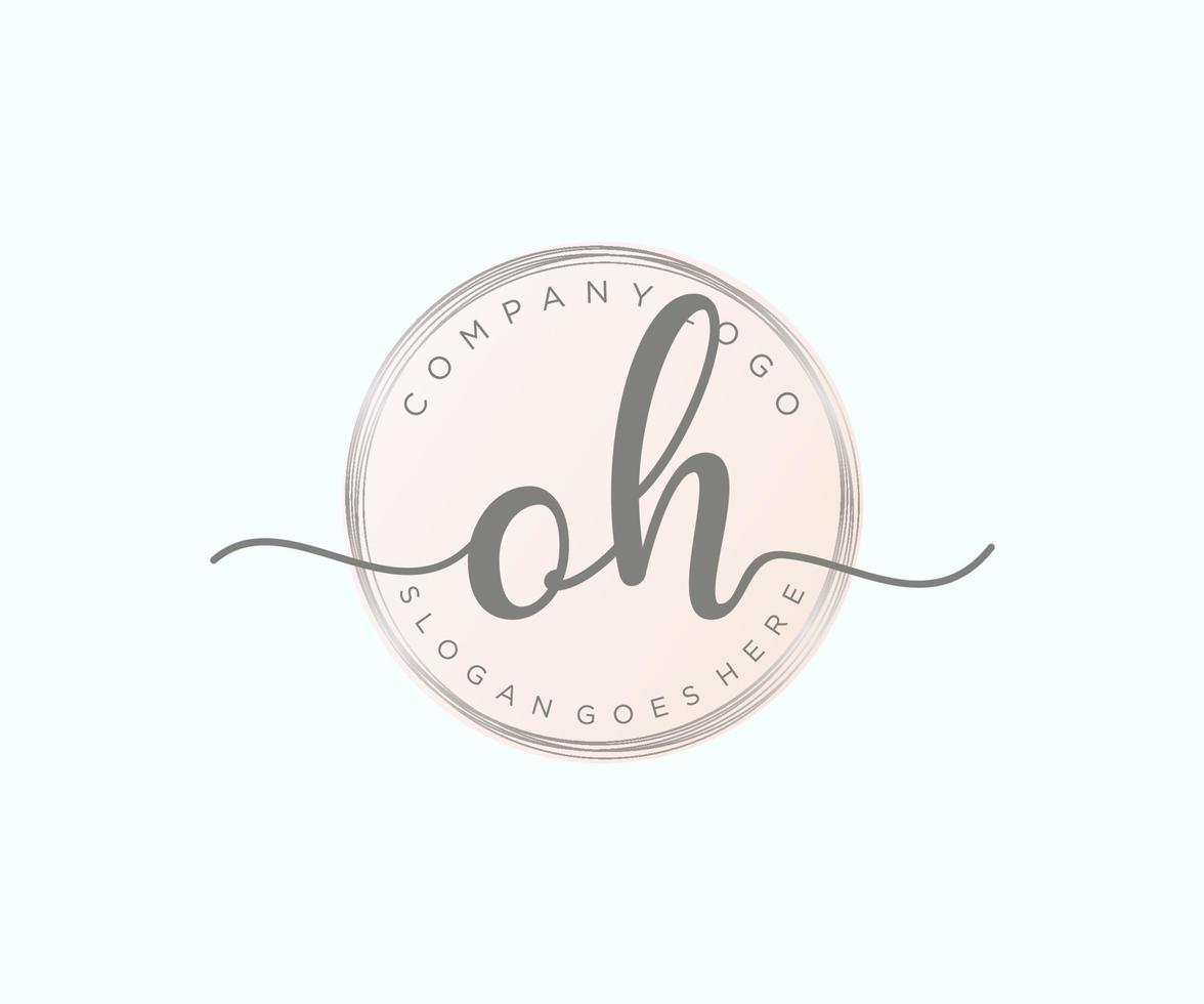 Initial OH feminine logo. Usable for Nature, Salon, Spa, Cosmetic and Beauty Logos. Flat Vector Logo Design Template Element.