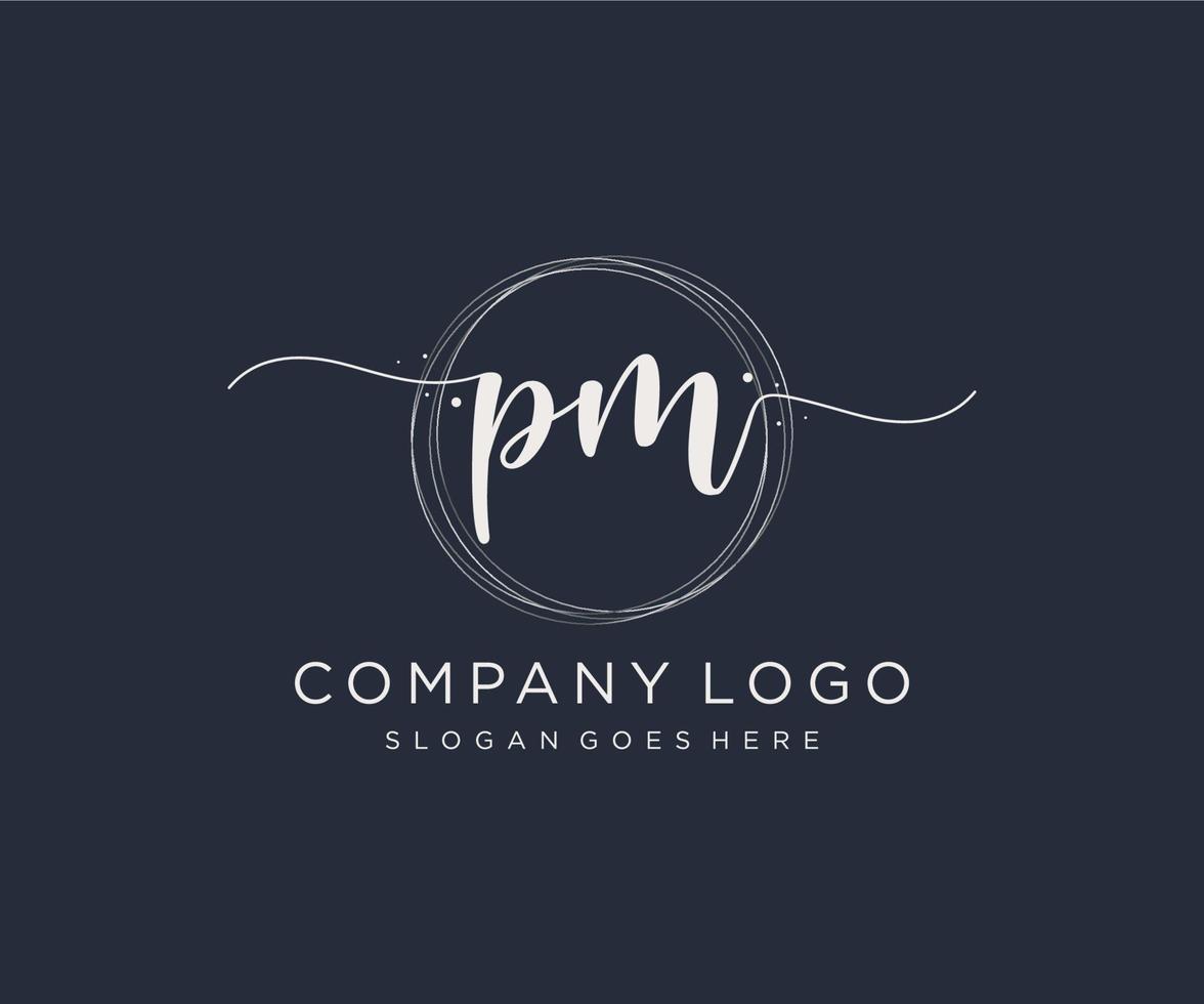 Initial PM feminine logo. Usable for Nature, Salon, Spa, Cosmetic and Beauty Logos. Flat Vector Logo Design Template Element.