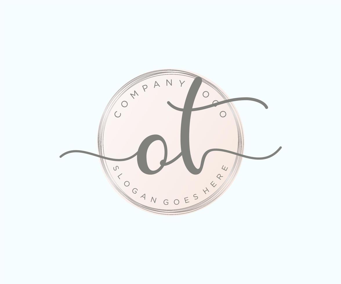 Initial OT feminine logo. Usable for Nature, Salon, Spa, Cosmetic and Beauty Logos. Flat Vector Logo Design Template Element.