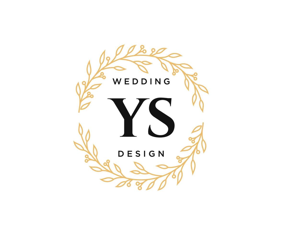 YS Initials letter Wedding monogram logos collection, hand drawn modern minimalistic and floral templates for Invitation cards, Save the Date, elegant identity for restaurant, boutique, cafe in vector