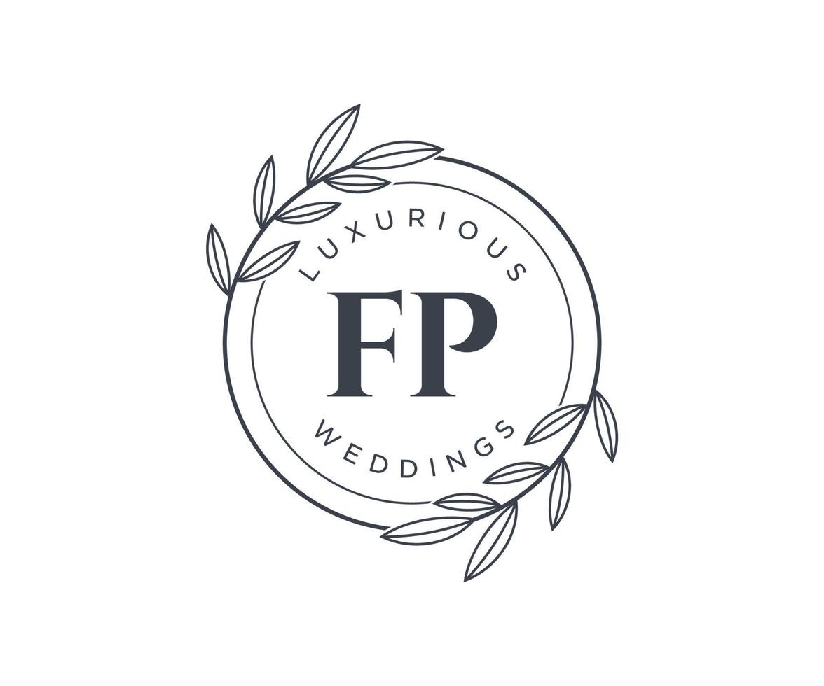 FP Initials letter Wedding monogram logos template, hand drawn modern minimalistic and floral templates for Invitation cards, Save the Date, elegant identity. vector