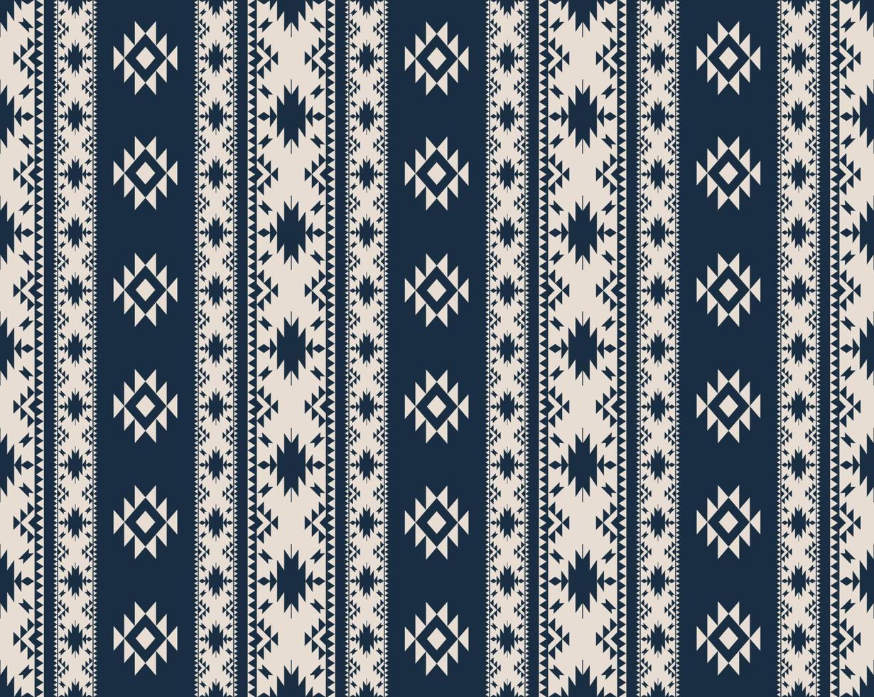 Aztec Navajo blue-white pattern. Aztec Navajo geometric shape seamless pattern background. Geometric southwest pattern use for fabric, textile, home decoration elements, upholstery, wrapping. vector