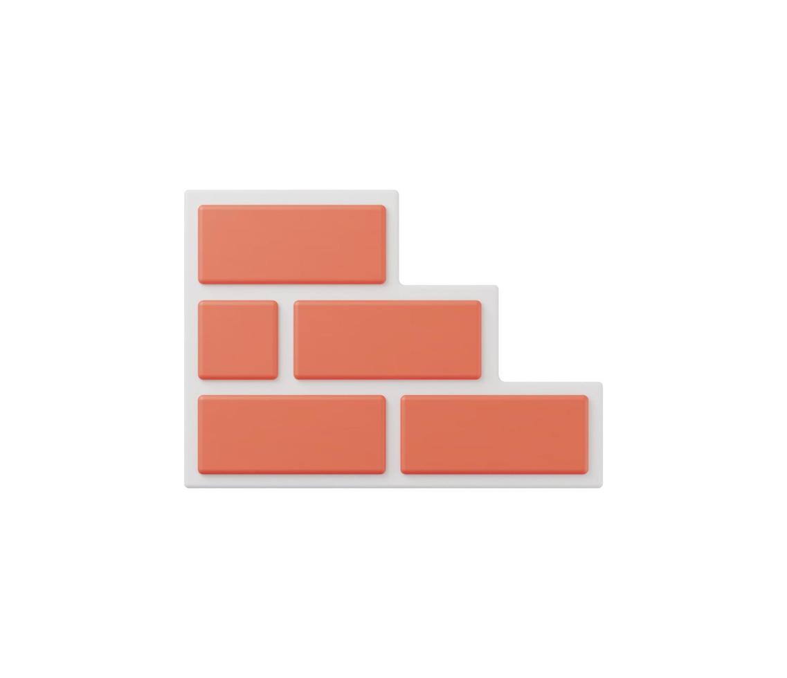 3d Realistic Brick wall icon vector Illustration