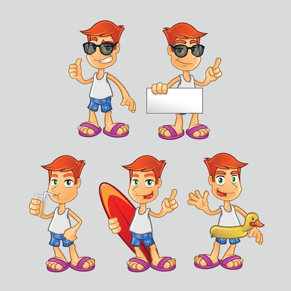 Cartoon guy on summer vacations vector