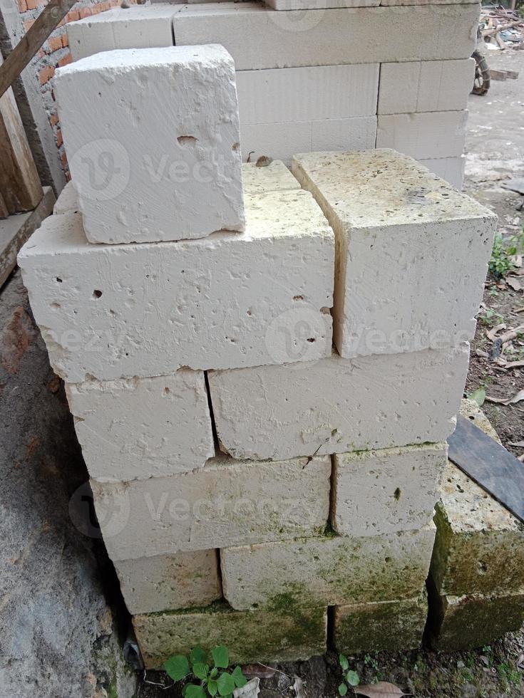 pile of concrete block. reconstruction stone. photo