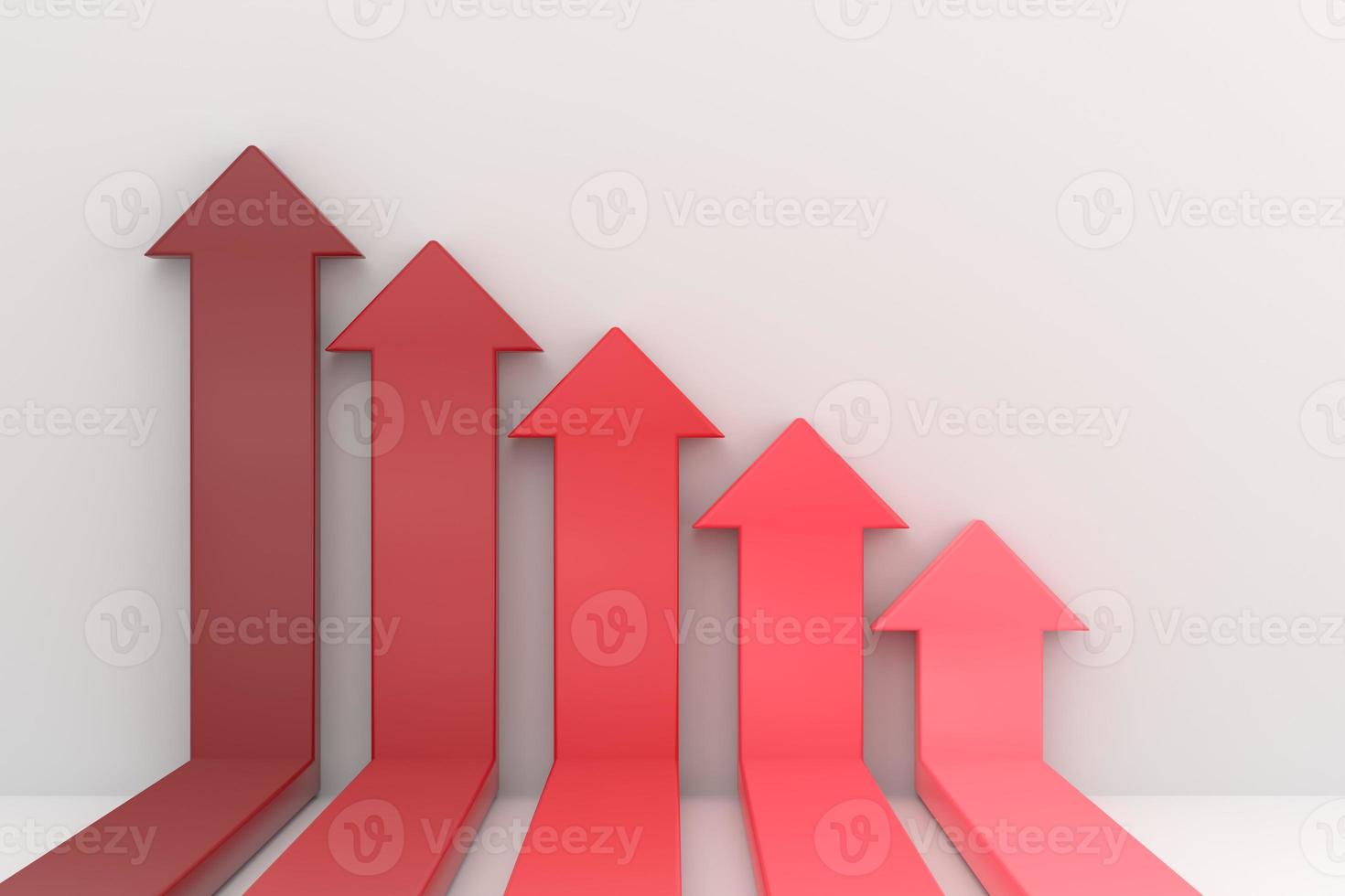 infographics arrows rising on the wall, growth chart or graph investment - booming economic growth photo