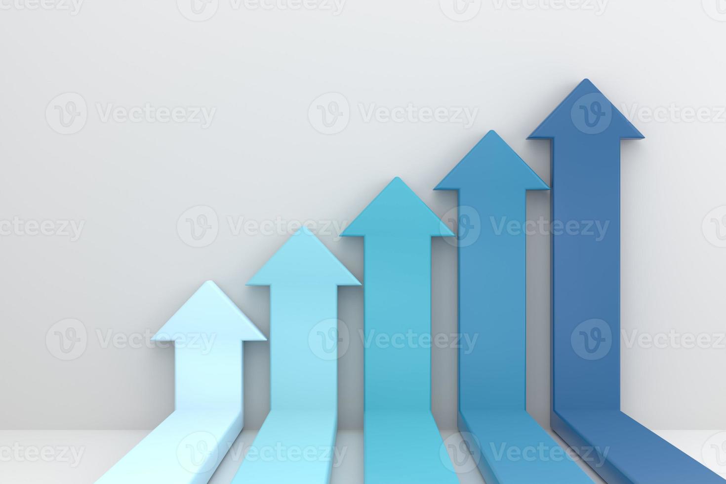 infographics arrows rising on the wall, growth chart or graph investment - booming economic growth photo
