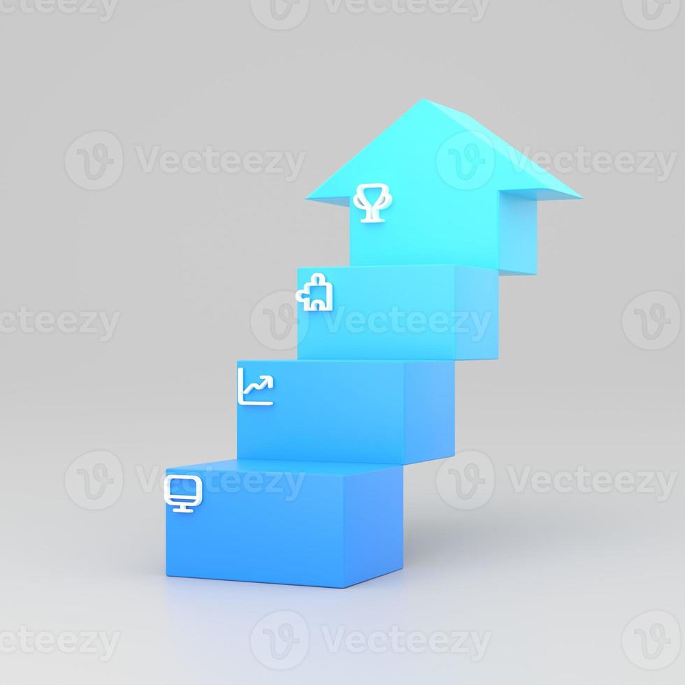 infographic chart template in modern style in an arrow staircase photo