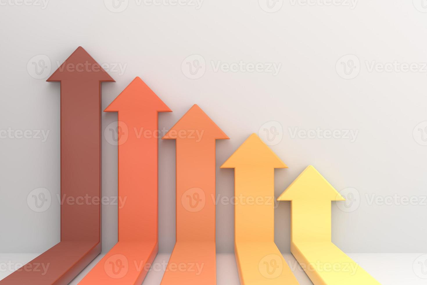 infographics arrows rising on the wall, growth chart or graph investment - booming economic growth photo
