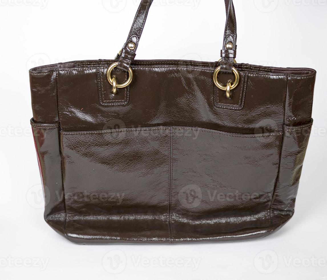 Leather bag with gold-plated hardware and high handles. part2 photo