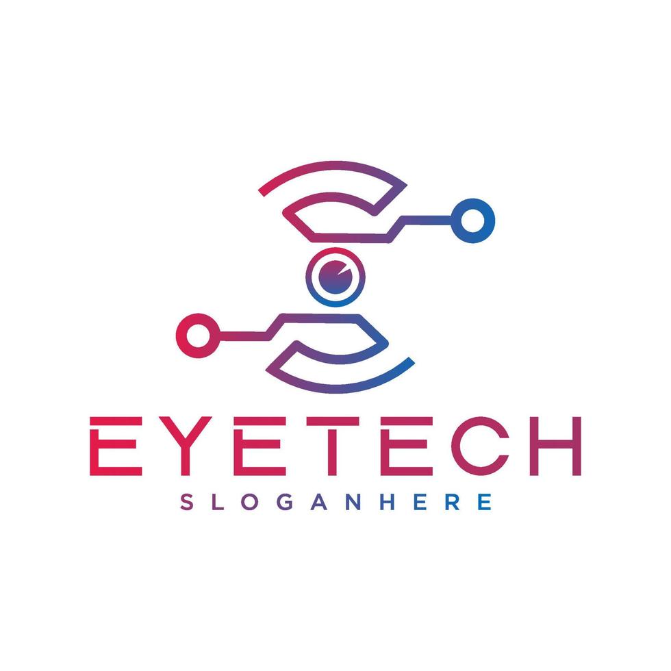 Eye technology logo design, eye symbol icon, software logo, vector illustration. Digital eye creative symbol concept.