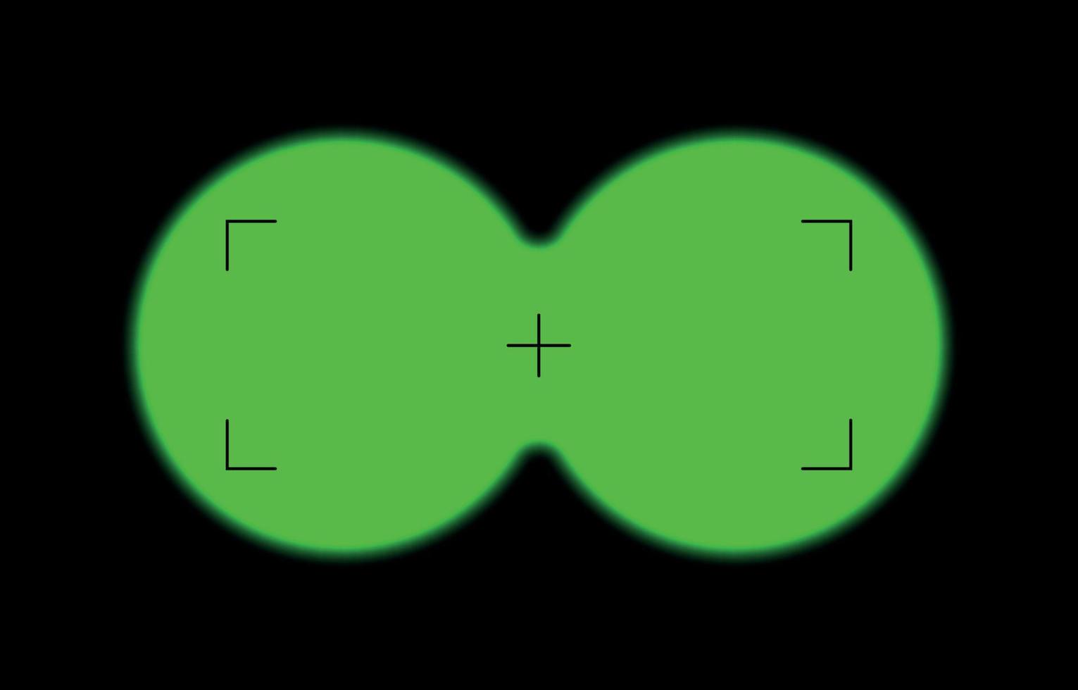 Binoculars viewfinder green for night. Telescope view. Binoculars spy view. Telescope aim sight, periscope lens view. Vector isolated illustration