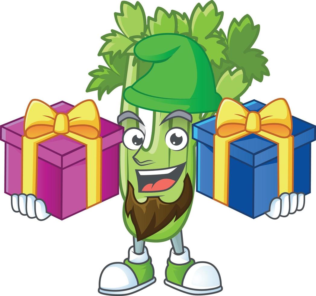 Happy celery plant cartoon character vector