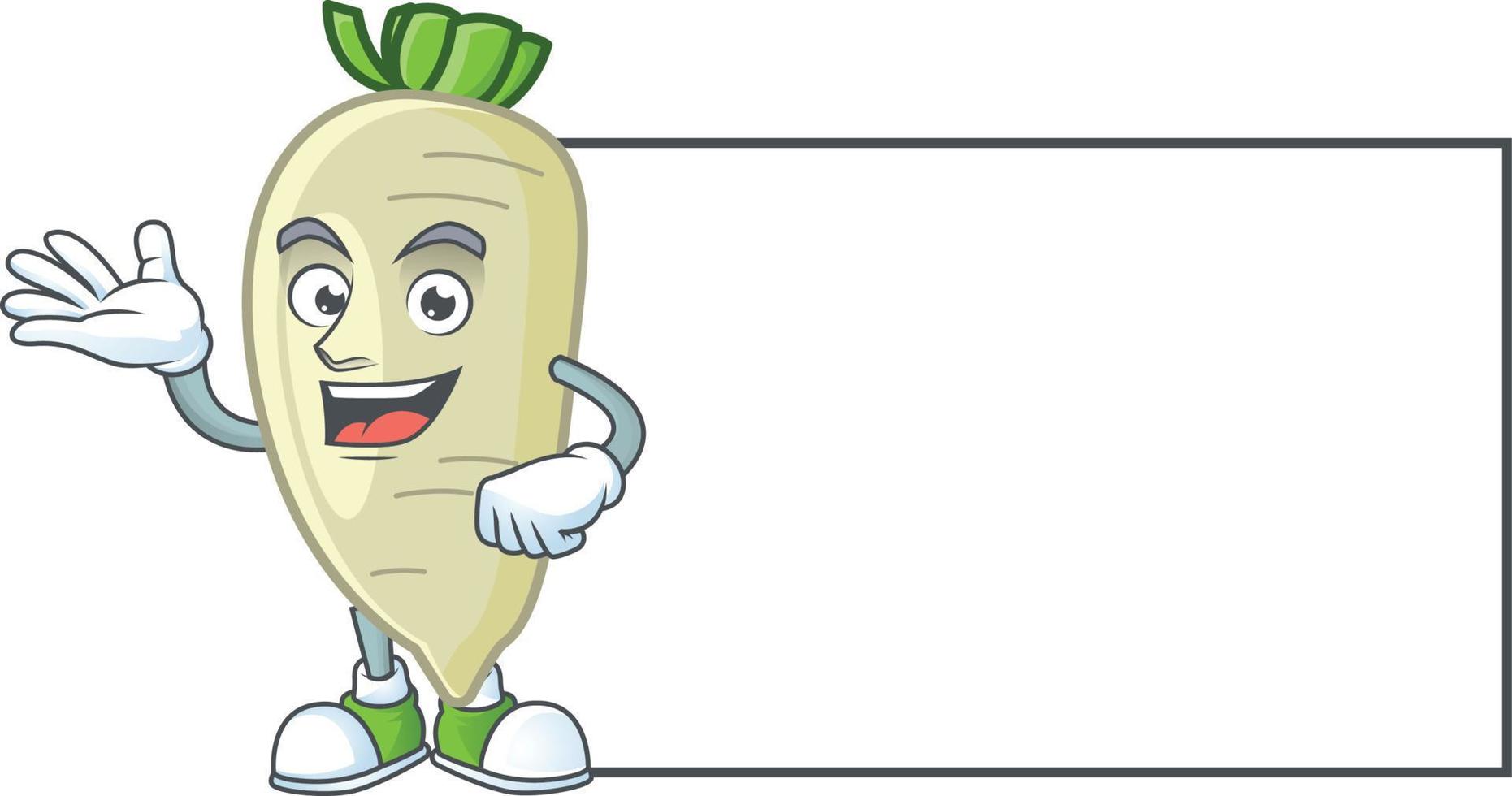 White radish cartoon character style vector