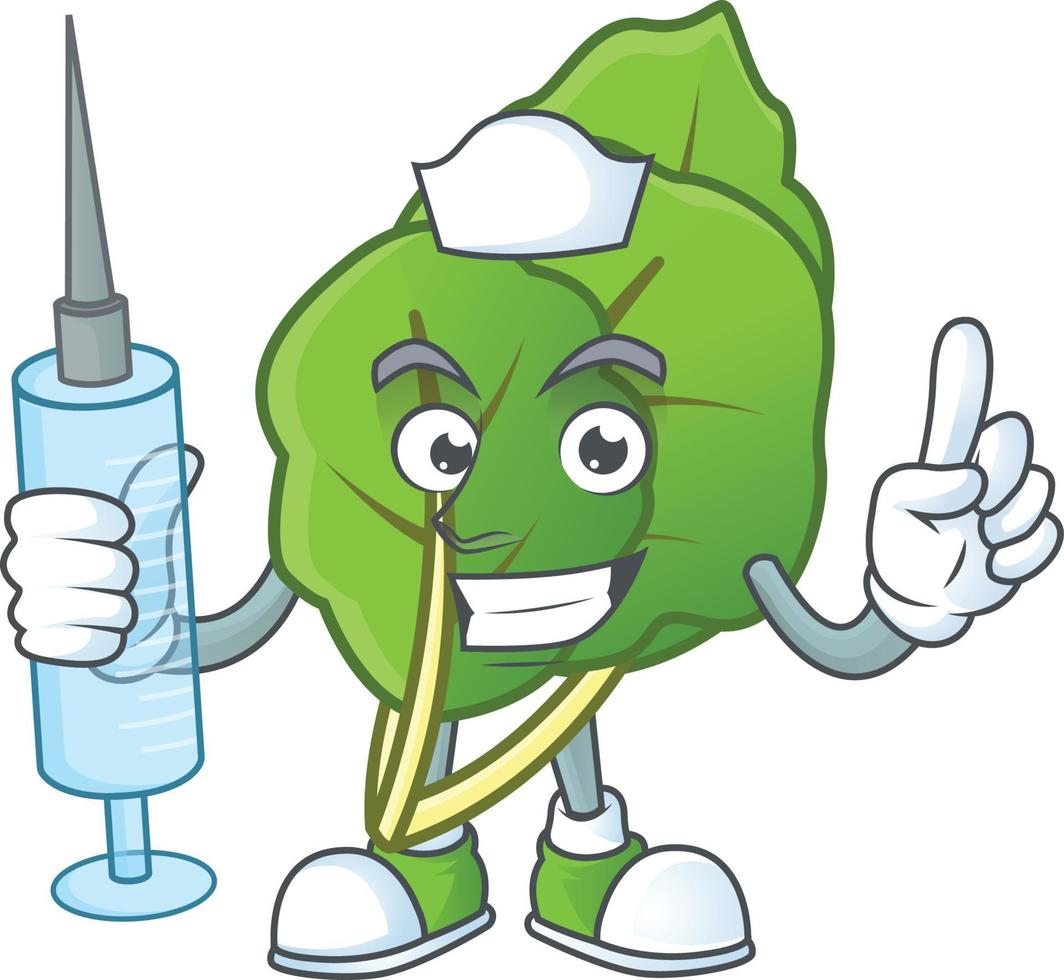 Happy collard greens cartoon character vector