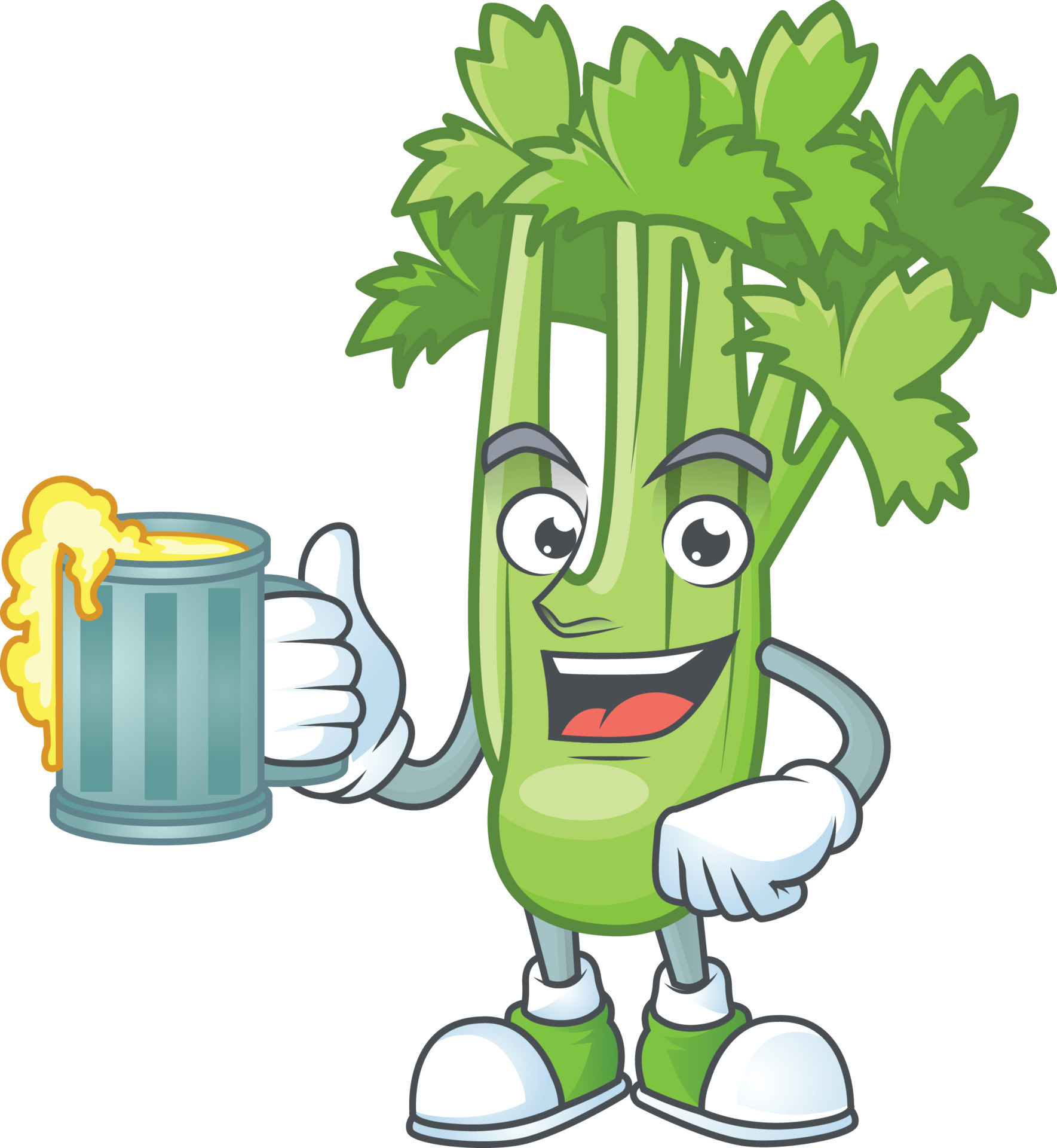 Happy celery plant cartoon character 19829774 Vector Art at Vecteezy