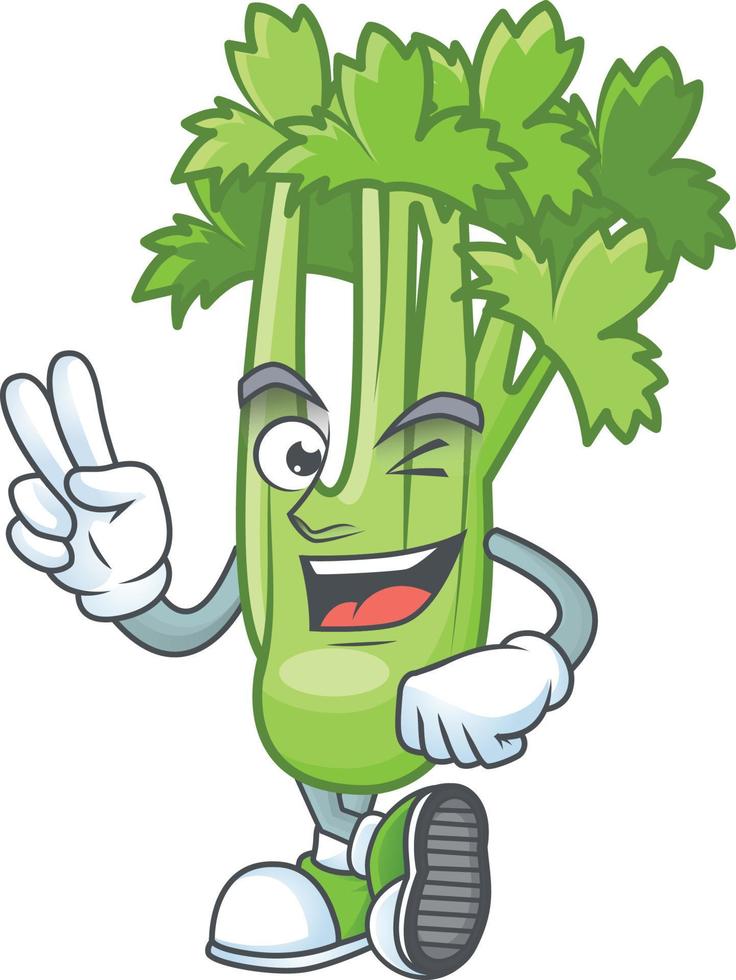 Happy celery plant cartoon character vector