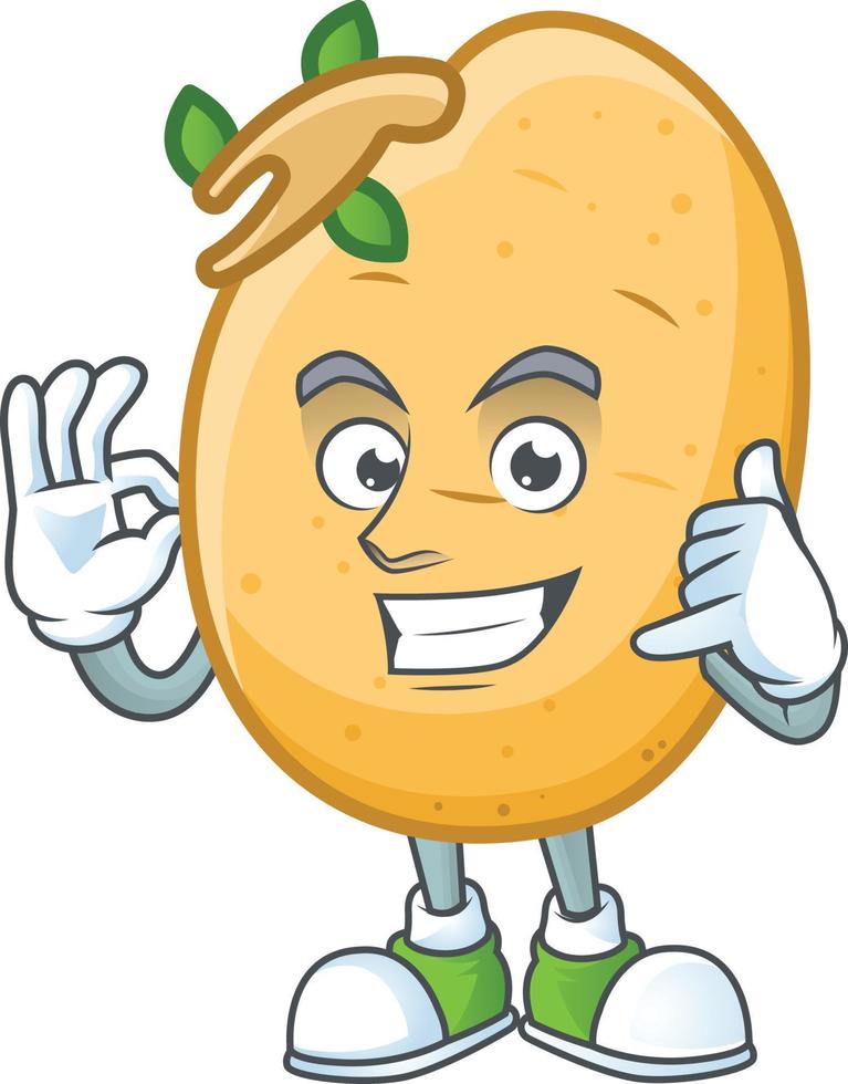 Sprouted potato tuber cartoon character style vector