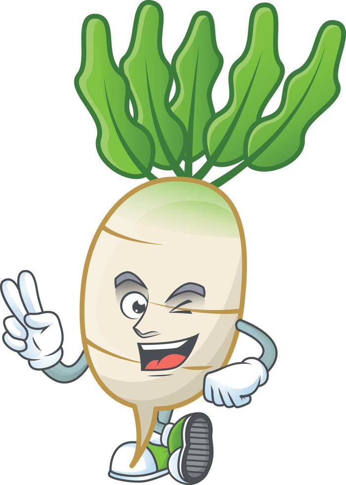 daikon dibujos animados personaje estilo vector