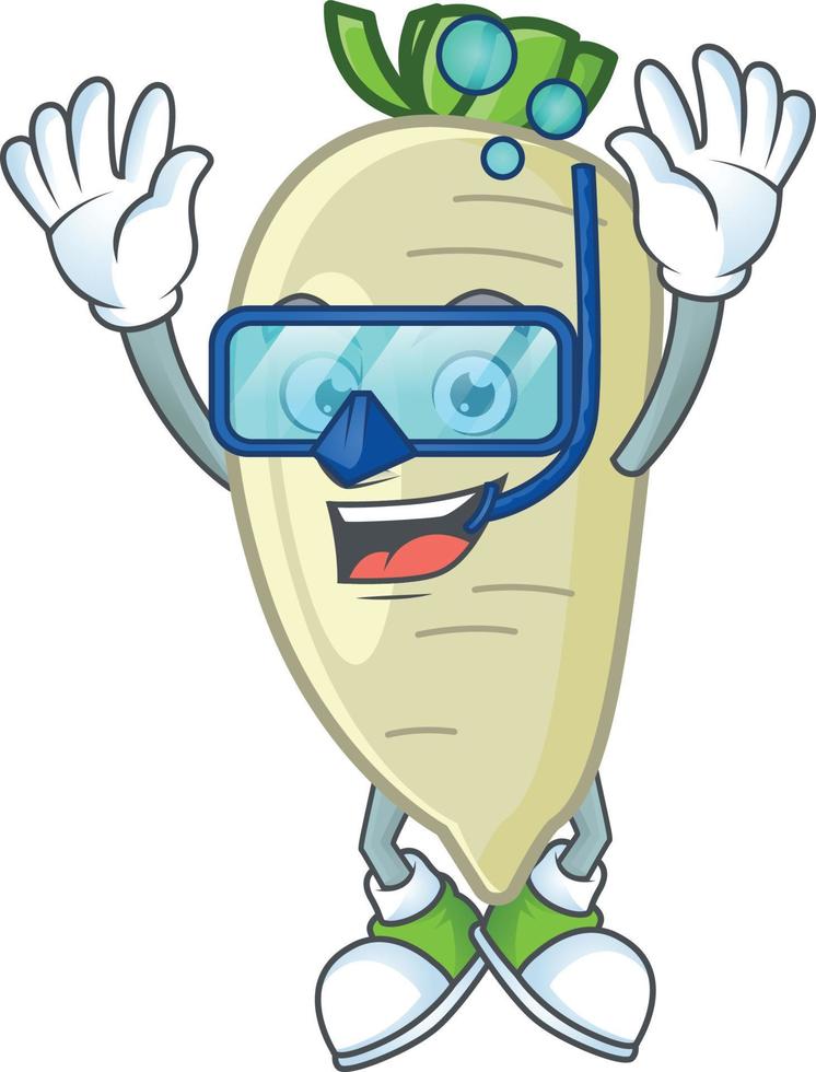 White radish cartoon character style vector