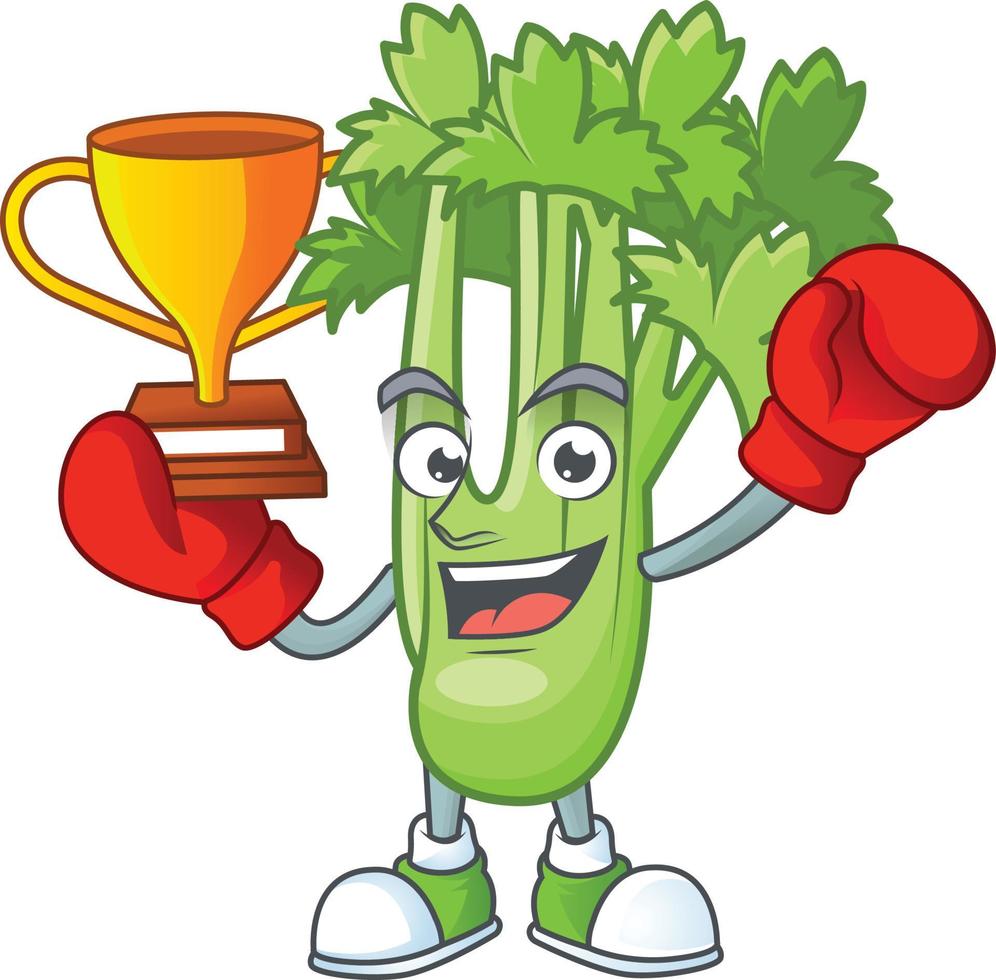 Happy celery plant cartoon character vector