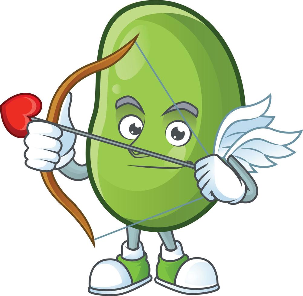 Green beans cartoon character style vector