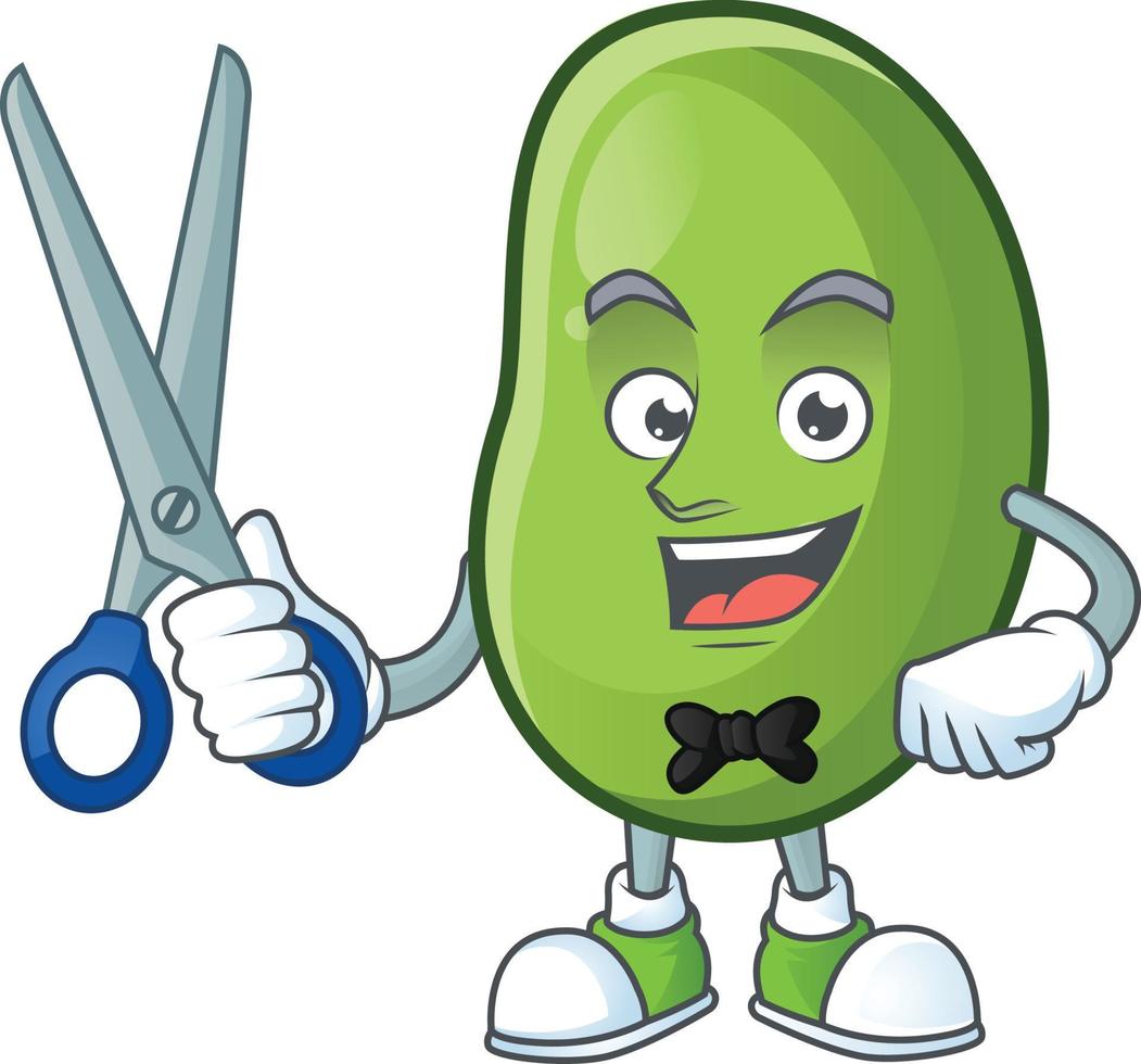 Green beans cartoon character style vector