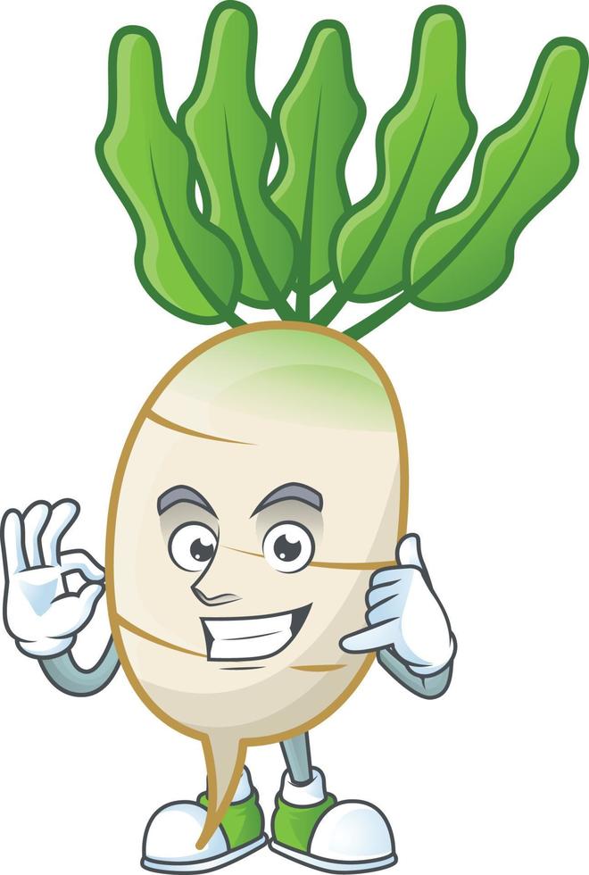 daikon dibujos animados personaje estilo vector