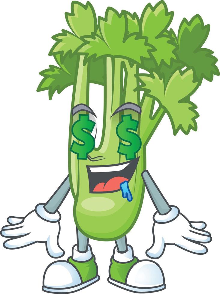 Happy celery plant cartoon character vector