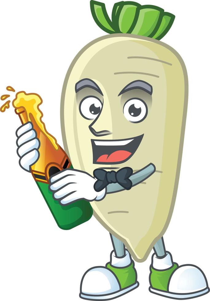 White radish cartoon character style vector