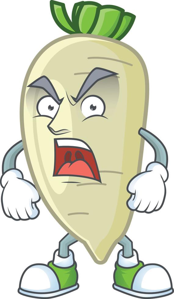 White radish cartoon character style vector