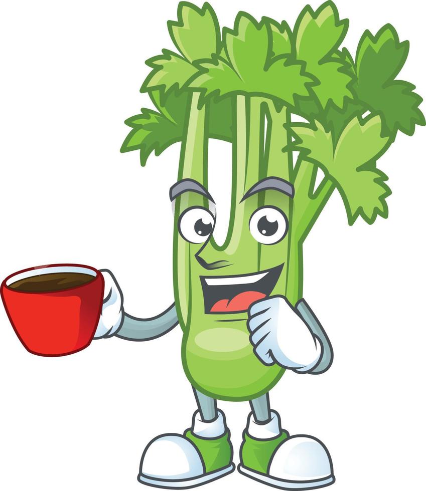 Happy celery plant cartoon character vector