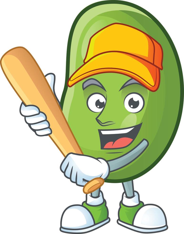 Green beans cartoon character style vector