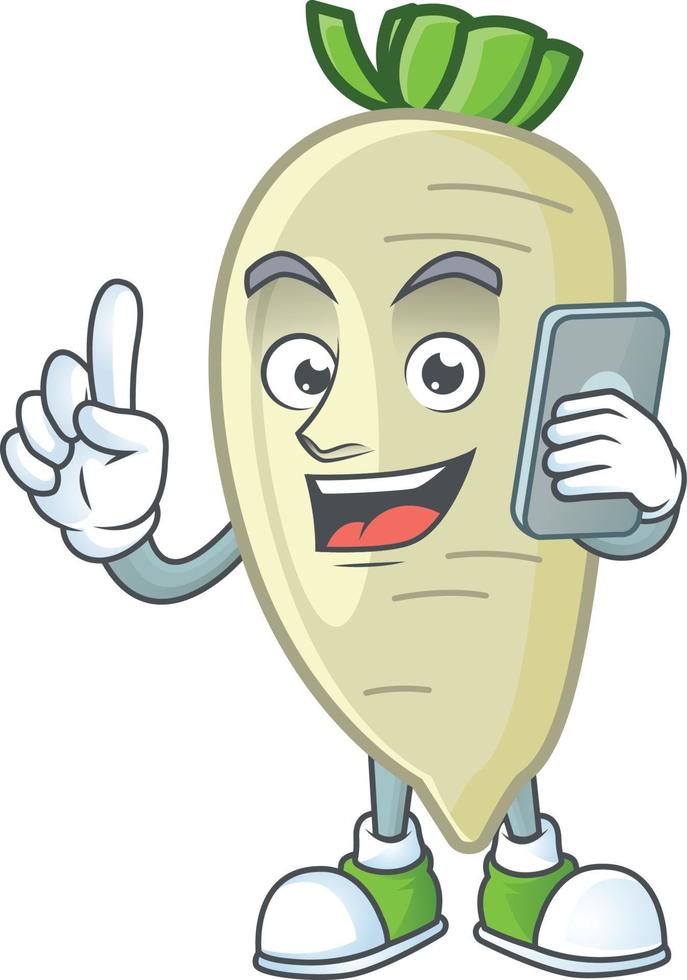 White radish cartoon character style vector