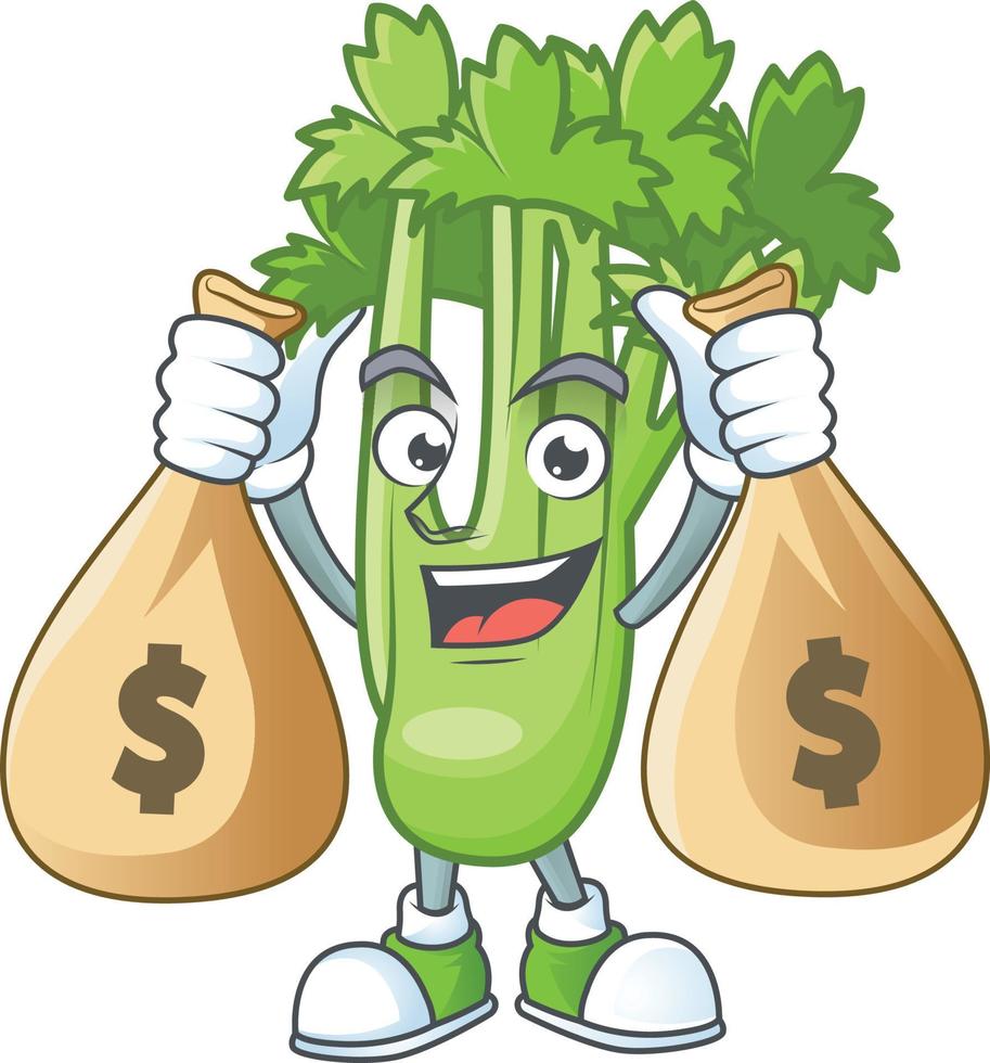 Happy celery plant cartoon character vector