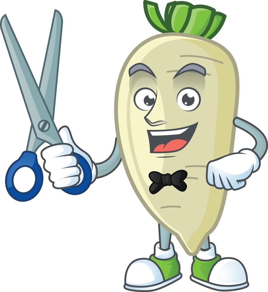 White radish cartoon character style vector