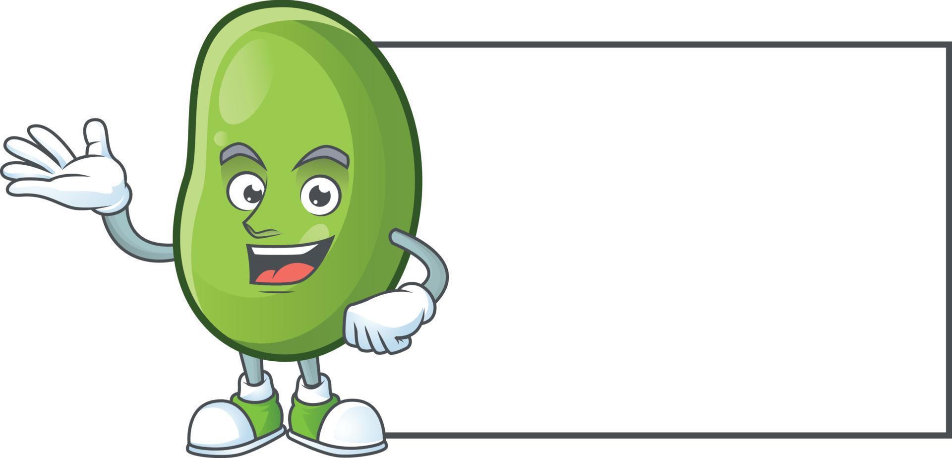 Green beans cartoon character style vector