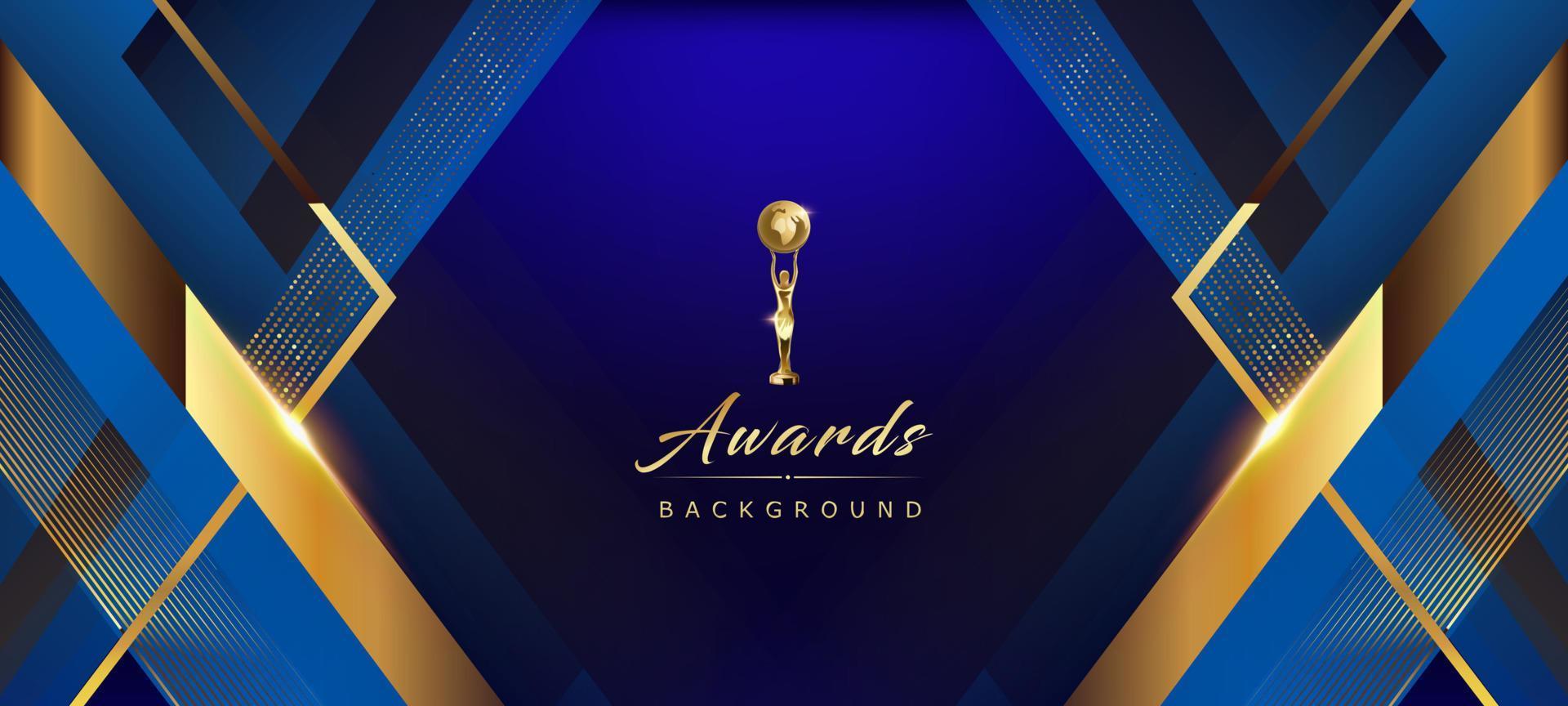 Blue Golden Royal Awards Graphics Background. Side Triangle Square Frame Lines Elegant Shine Modern Template. Luxury Premium Corporate Template. Abstract Certificate Banner Dynamic Crystal Design. vector