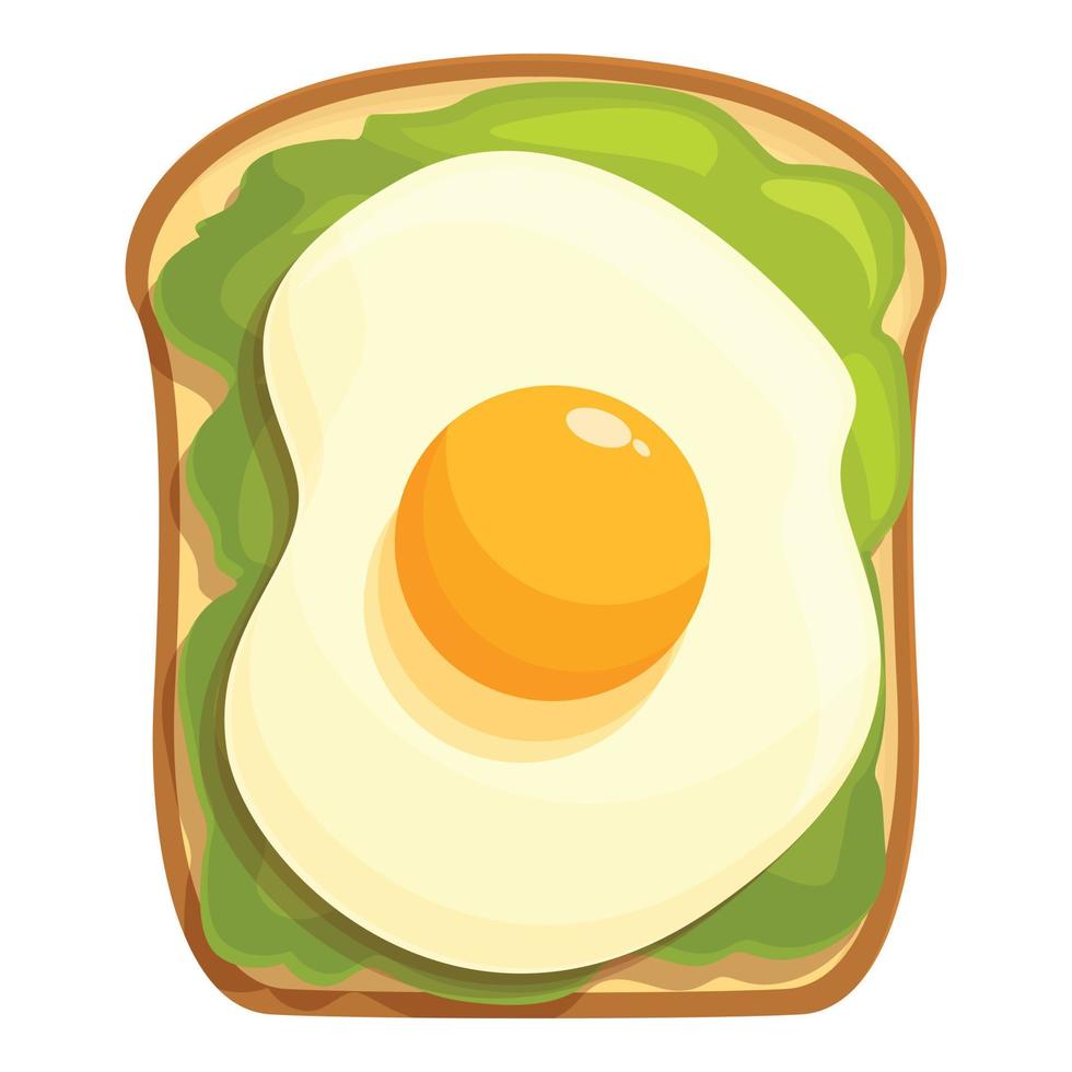 Whole egg avocado toast icon cartoon vector. Vegetarian bread vector