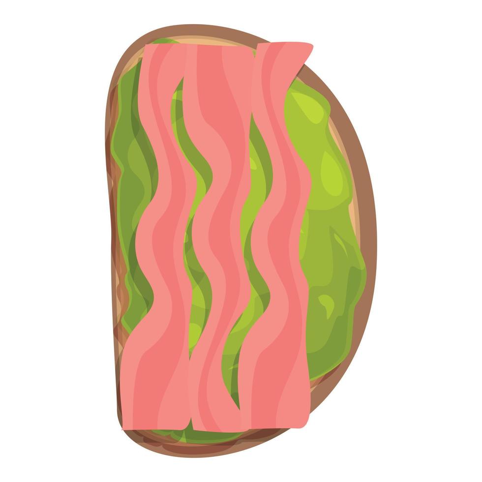 Bacon avocado toast icon cartoon vector. Bread slice vector
