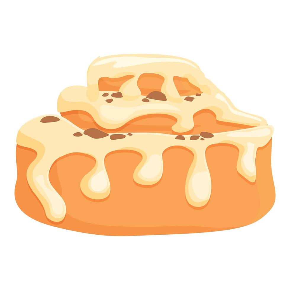 Meal cinnamon roll bun icon cartoon vector. Pastry food vector