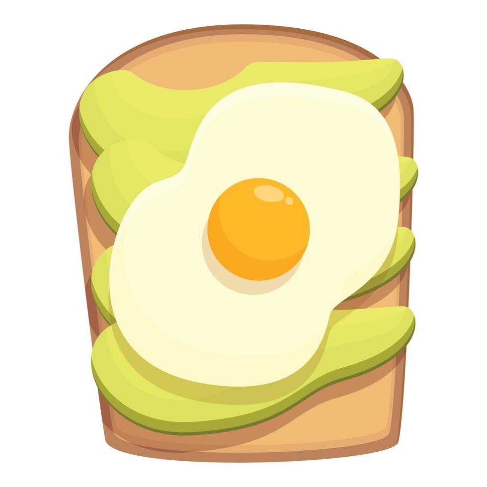 Fried egg avocado toast icon cartoon vector. Bread slice vector