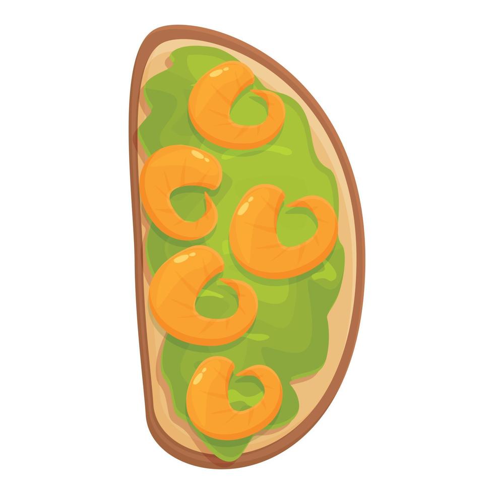 Shrimp avocado toast icon cartoon vector. Bread slice vector