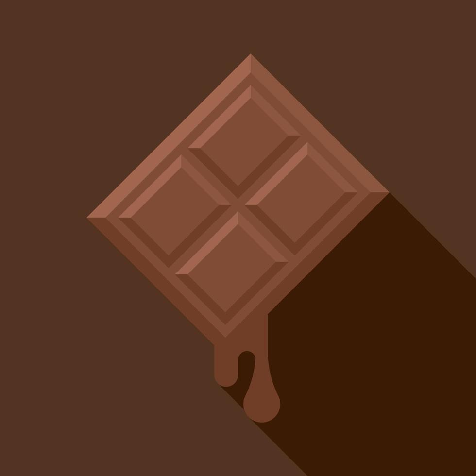 derritiendo chocolate bar con sombra en marrón antecedentes vector