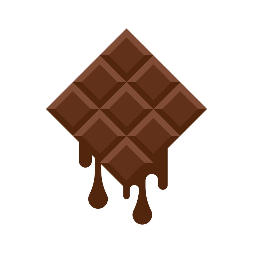 Melting chocolate bar on white background vector