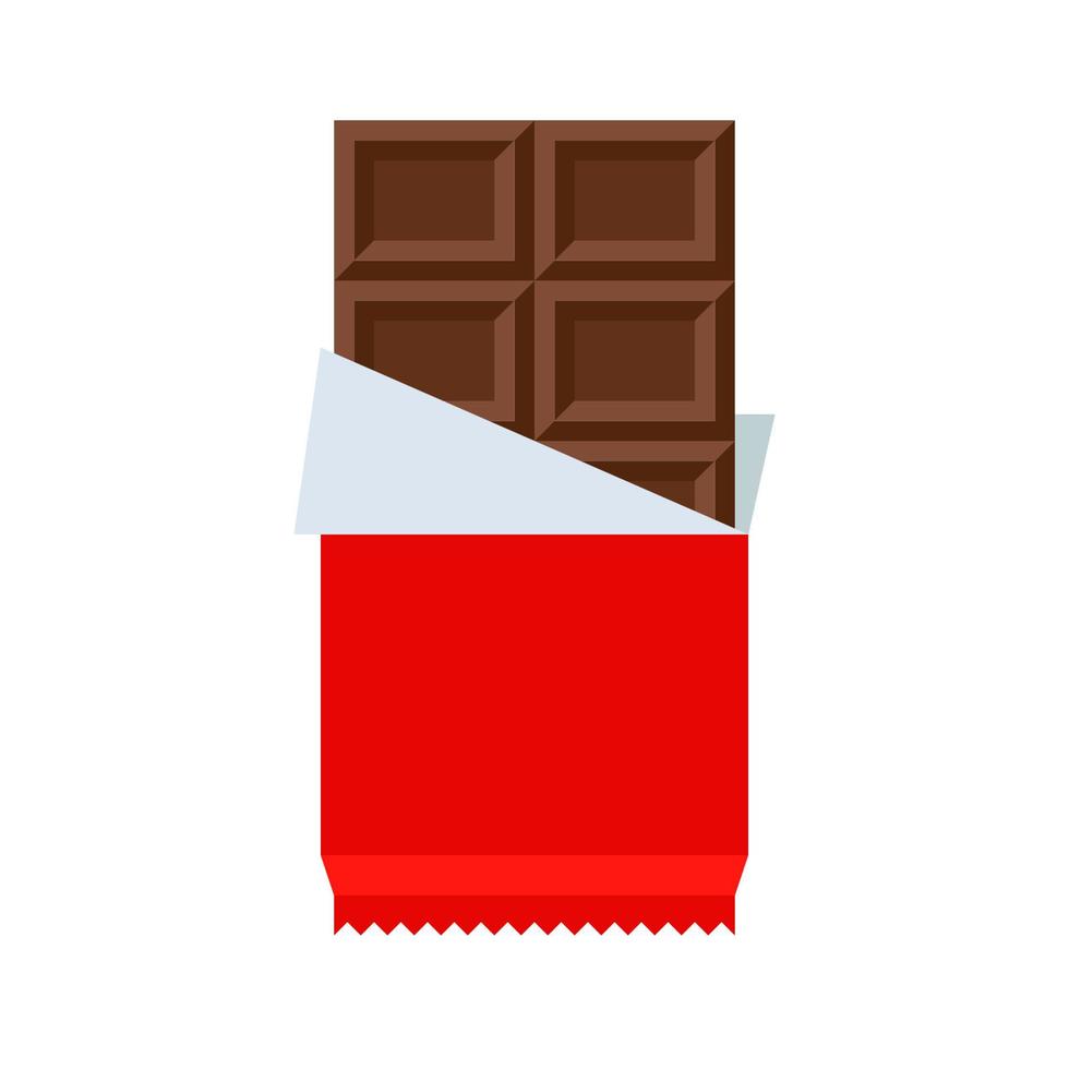 Chocolate bar in open package vector