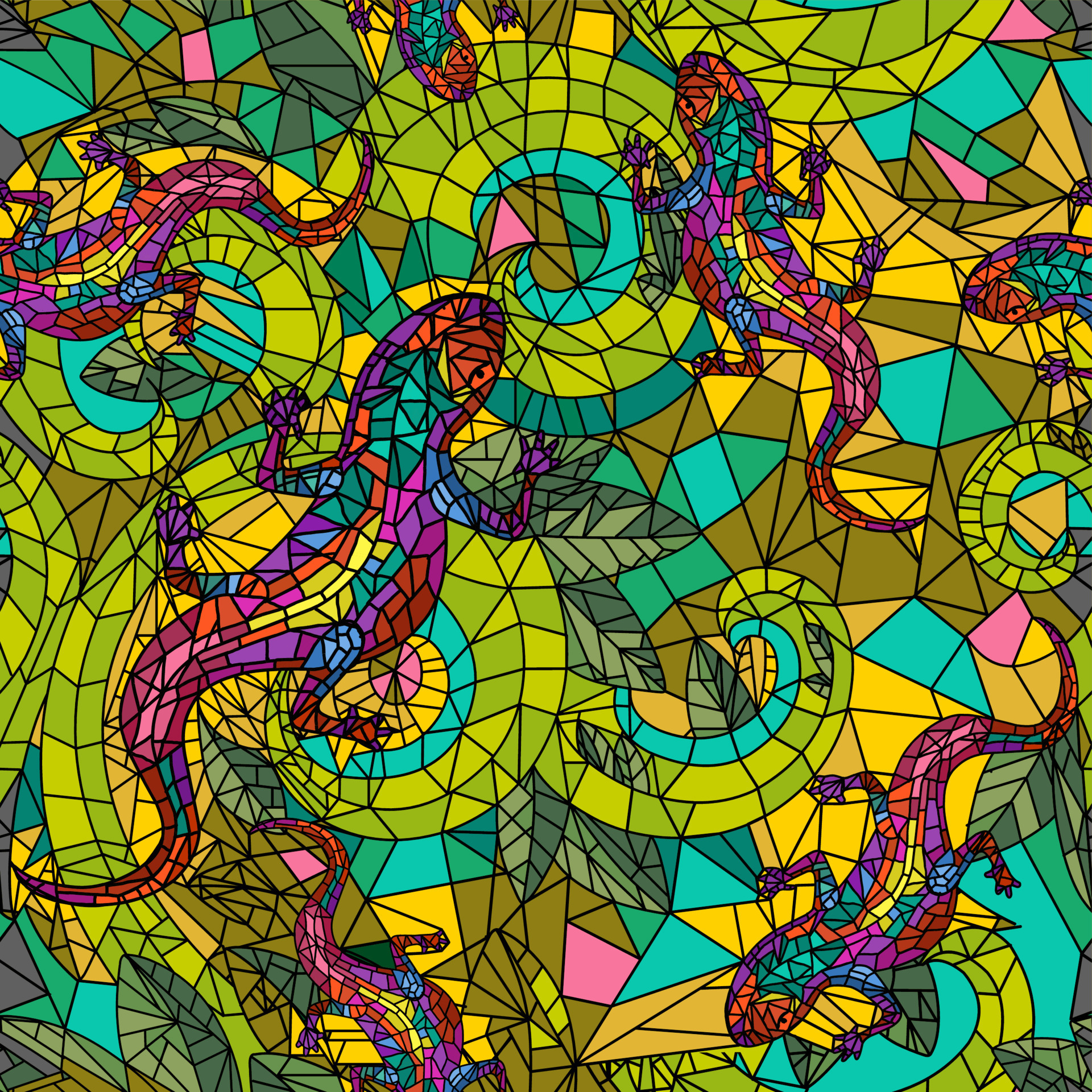 Vivid seamless pattern with lizards. seamless pattern with reptiles