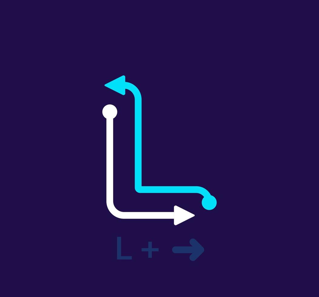 Linear letter L logo. Unique logo. Abstract letter simple rotating arrow target icon. corporate identity vector eps.